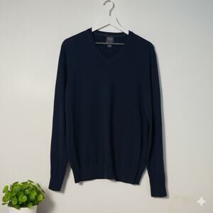 Jos. A. Bank Traveler V-Neck Tailored Fit Pima Cotton Navy Sweater Size Large